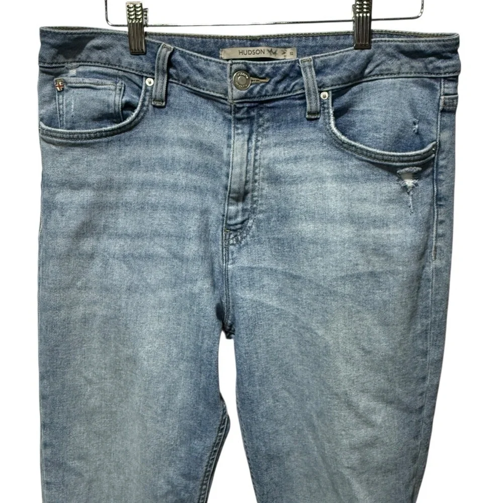 Hudson Collin Mid Rise Skinny Flap Pocket Jeans Size 32 Light Wash Denim Stretch - Picture 4 of 13